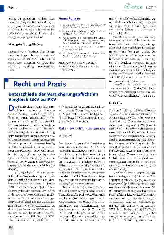 Vorschauseite 1: Unterschiede der Versicherungspflicht im Vergleich GKV zu PKV