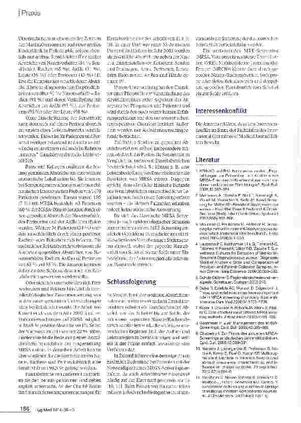 Vorschauseite 3: Gepoolter Hautabstrich „vom Scheitel bis zur Sohle: Eine sinnvolle Ergänzung beim MRSA-Screening?