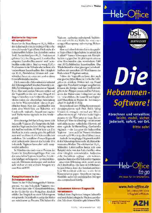 Vorschauseite 2: Die Vaginalflora und ihre Bedeutung in der Schwangerschaft
