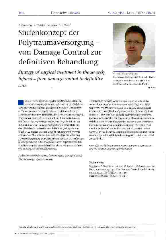Vorschauseite 1: Stufenkonzept der Polytraumaversorgung -von Damage Control zur definitiven Behandlung