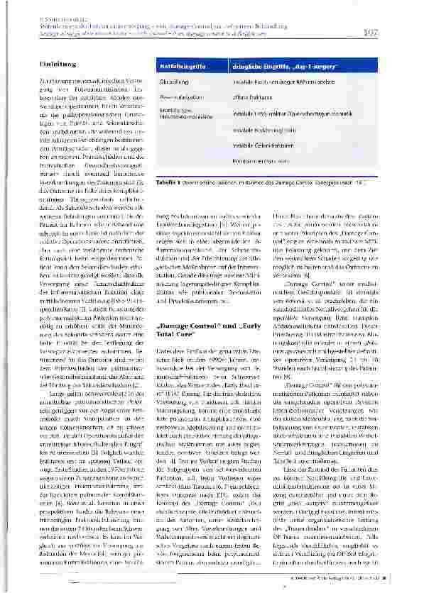 Vorschauseite 2: Stufenkonzept der Polytraumaversorgung -von Damage Control zur definitiven Behandlung