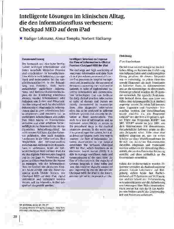 Vorschauseite 1: Intelligente Lösungen im klinischen Alltag, die den Informationsfluss verbessern: Checkpad MED auf dem iPad