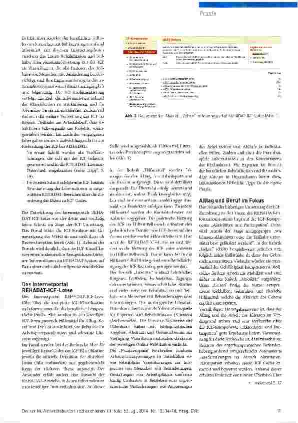 Vorschauseite 2: Aktivitätsbasiert recherchieren Der REHADAT-ICF-Lotse