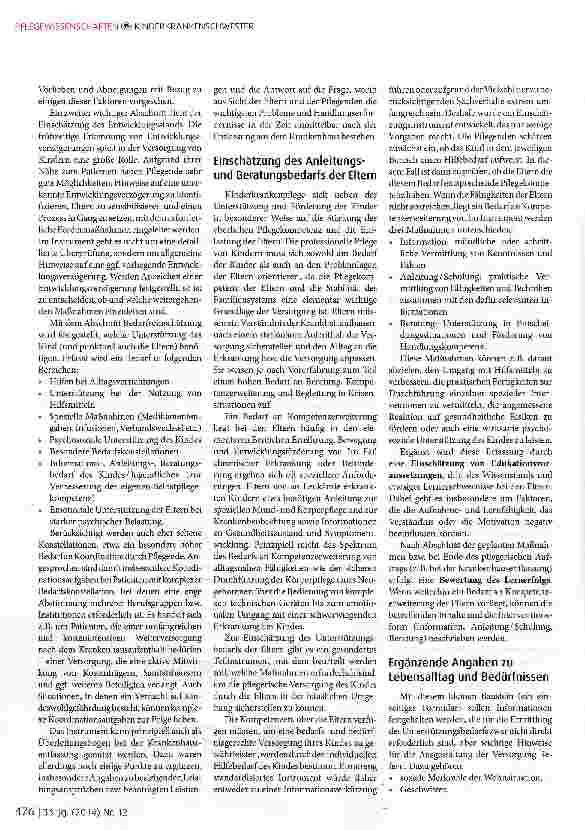 Vorschauseite 3: Ein neues Instrument zur Erfassung des pflegerischen Unterstützungsbedarfs von kranken Kindern und ihren Familien