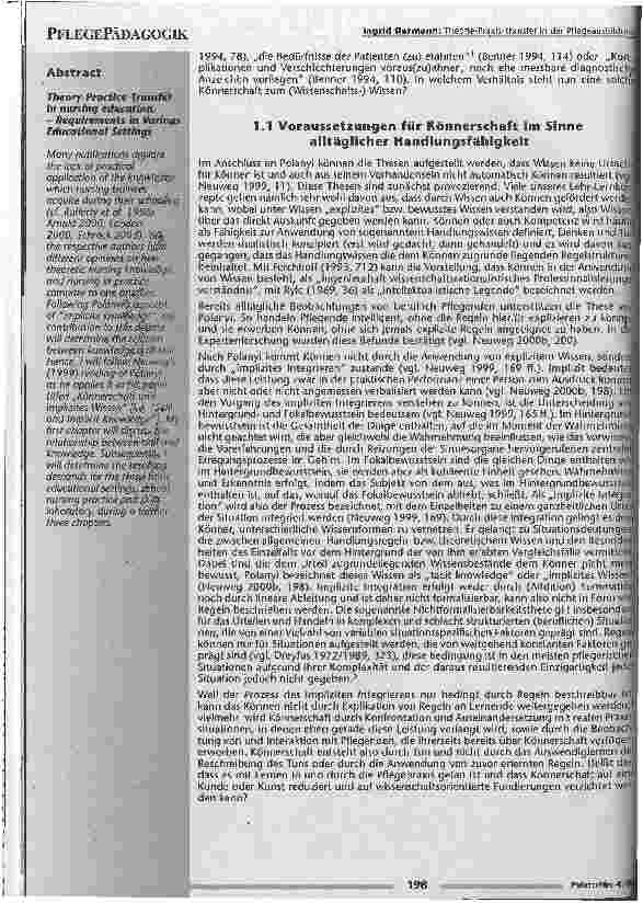 Vorschauseite 2: Theorie-Praxis-Transfer in der Pflegeausbildung Anforderungen an die verschiedenen Lernorte