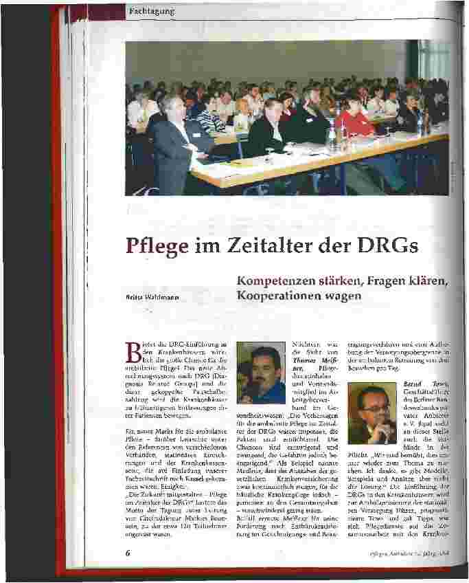 Vorschauseite 1: Pflege im Zeitalter der DRGs Kompetenzen stärken, Fragen klären, Kooperationen wagen
