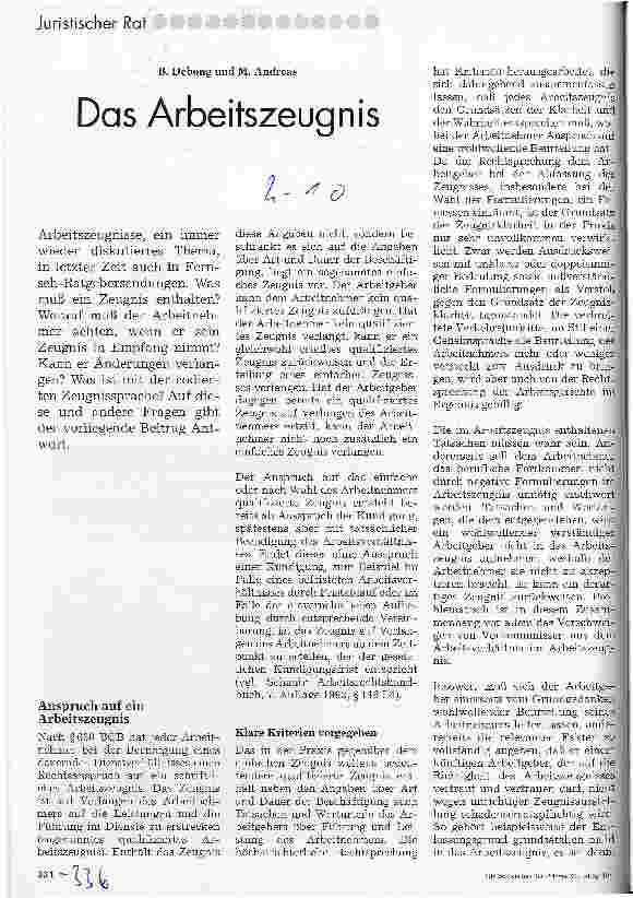 Vorschauseite 1: Das Arbeitszeugnis