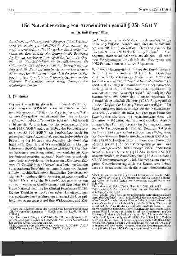 Vorschauseite 1: Die Nutzenbewertung von Arzneimitteln gemäß §35b SGB V