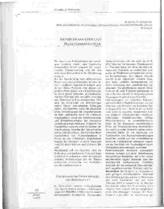 Vorschauseite 1: MUSKELRELAXANZIEN UND BEGLEITERKRANKUNGEN