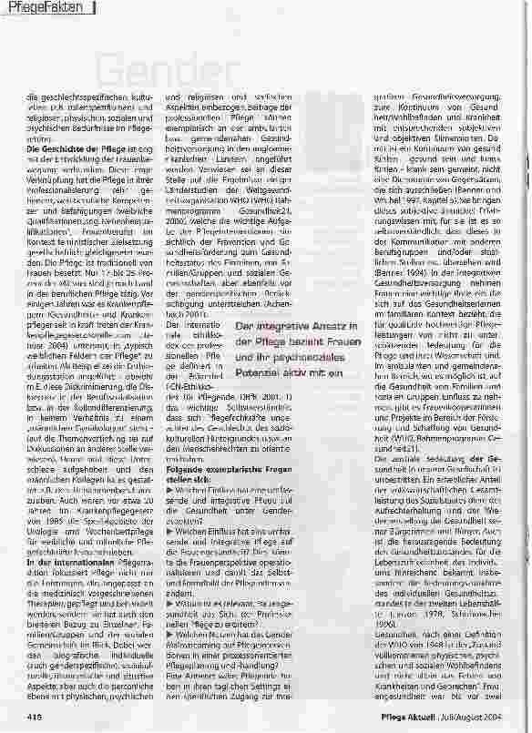 Vorschauseite 3: Gender Mainstreaming was bedeutet das für Pflegende?