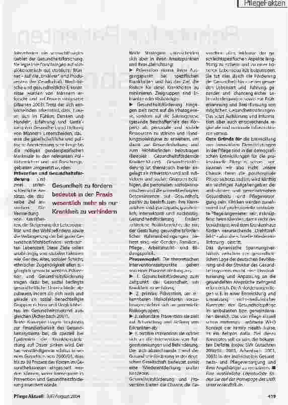 Vorschauseite 4: Gender Mainstreaming was bedeutet das für Pflegende?