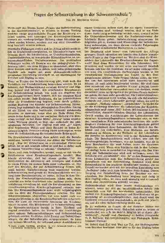 Vorschauseite 1: Fragen der Selbsterziehung in der Schwesternschule