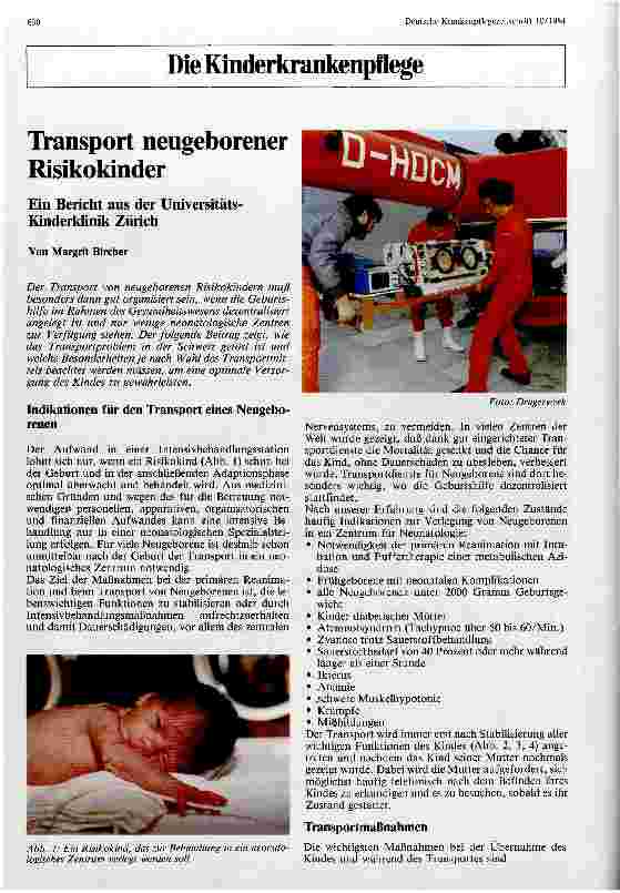 Vorschauseite 1: Transport neugeborener Risikokinder