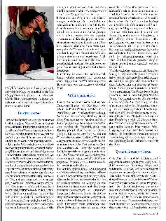Vorschauseite 2: Aus-, Fortund Weiterbildung Eine Standortbestimmung in der Krankenpflege