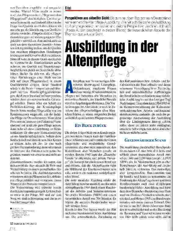 Vorschauseite 3: Aus-, Fortund Weiterbildung Eine Standortbestimmung in der Krankenpflege