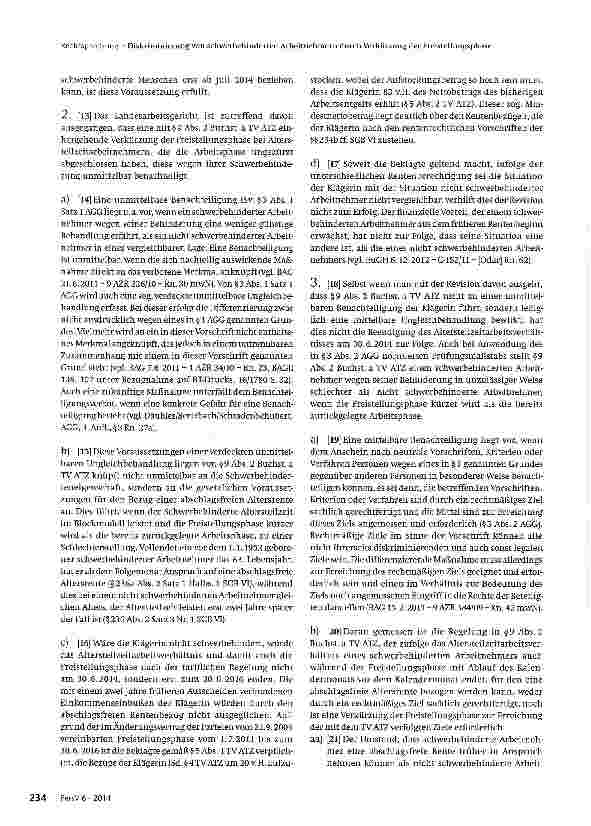 Vorschauseite 3: Diskriminierung von schwerbehinder-ten Arbeitnehmern durch Verkürzung der FreistelKungsphase