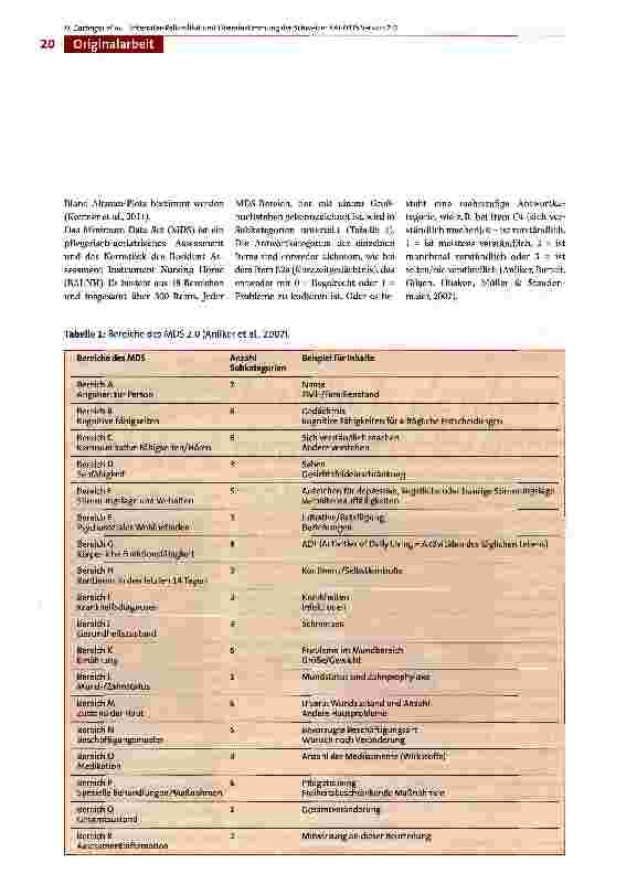 Vorschauseite 2: Interrater-Reliabilität und Übereinstimmung der Schweizer RAI-MDS Version 2.0