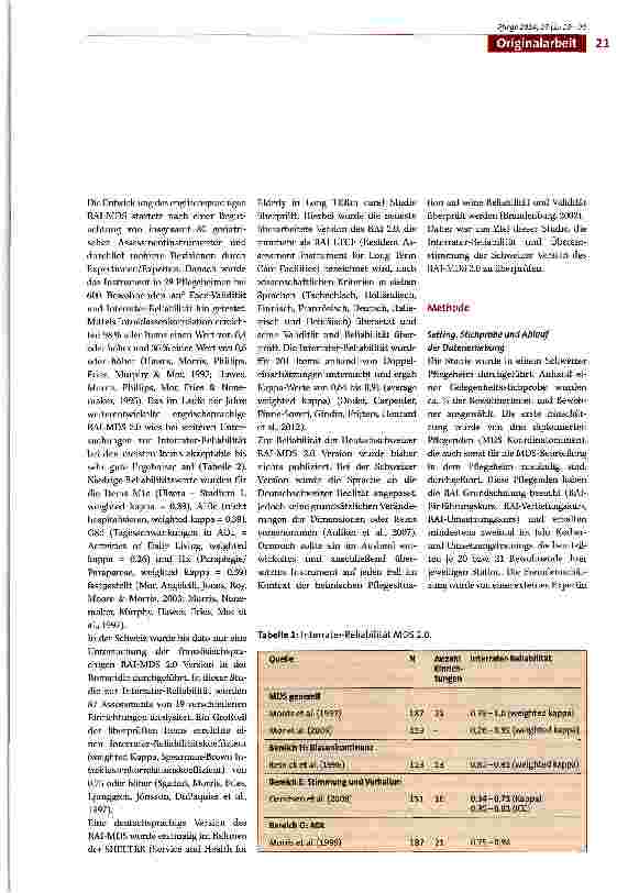 Vorschauseite 3: Interrater-Reliabilität und Übereinstimmung der Schweizer RAI-MDS Version 2.0