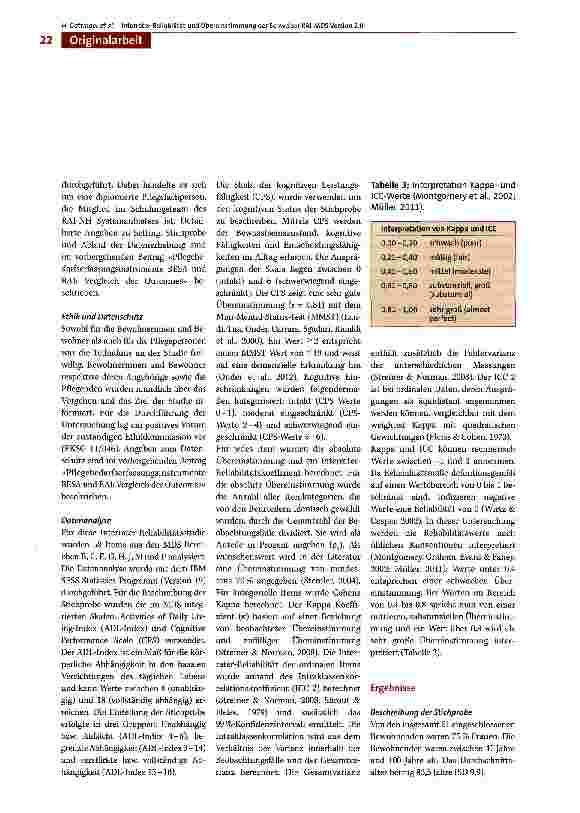 Vorschauseite 4: Interrater-Reliabilität und Übereinstimmung der Schweizer RAI-MDS Version 2.0