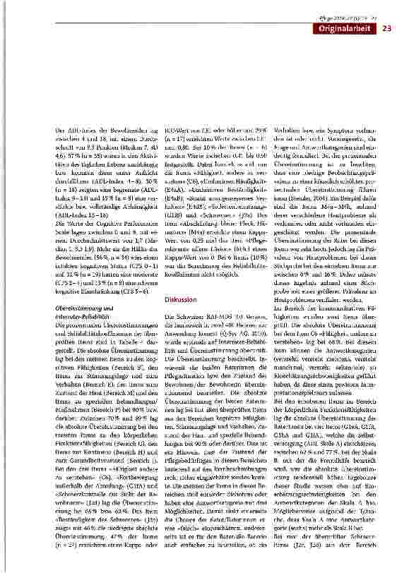 Vorschauseite 5: Interrater-Reliabilität und Übereinstimmung der Schweizer RAI-MDS Version 2.0