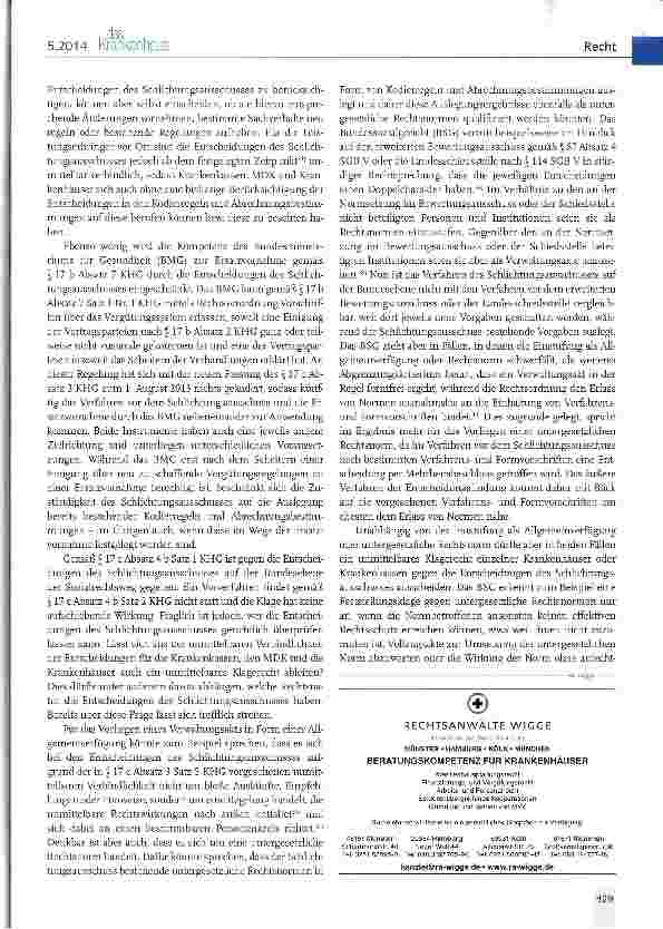 Vorschauseite 4: Schlichtungsausschuss Bund gemäß § 17 c Absatz 3 KHG