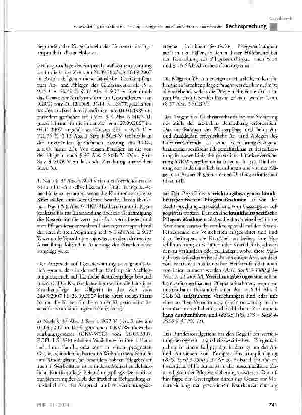 Vorschauseite 3: Kostenerstattung für häusliche Krankenpflege -Anlegen von stützenden/stabilisierenden Verbänden SGB V § 13 Abs. 3 Satz 1, § 37 Abs. 2 Satz 1, Abs. 4 und Abs. 5, § 61 Satz 3; HKP-R…