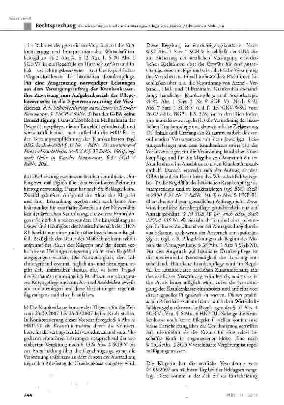 Vorschauseite 6: Kostenerstattung für häusliche Krankenpflege -Anlegen von stützenden/stabilisierenden Verbänden SGB V § 13 Abs. 3 Satz 1, § 37 Abs. 2 Satz 1, Abs. 4 und Abs. 5, § 61 Satz 3; HKP-R…