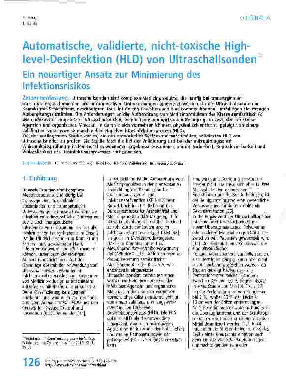 Vorschauseite 1: Automatische, validierte, nicht-toxische Highlevel-Desinfektion (HLD) von Ultraschallsonden