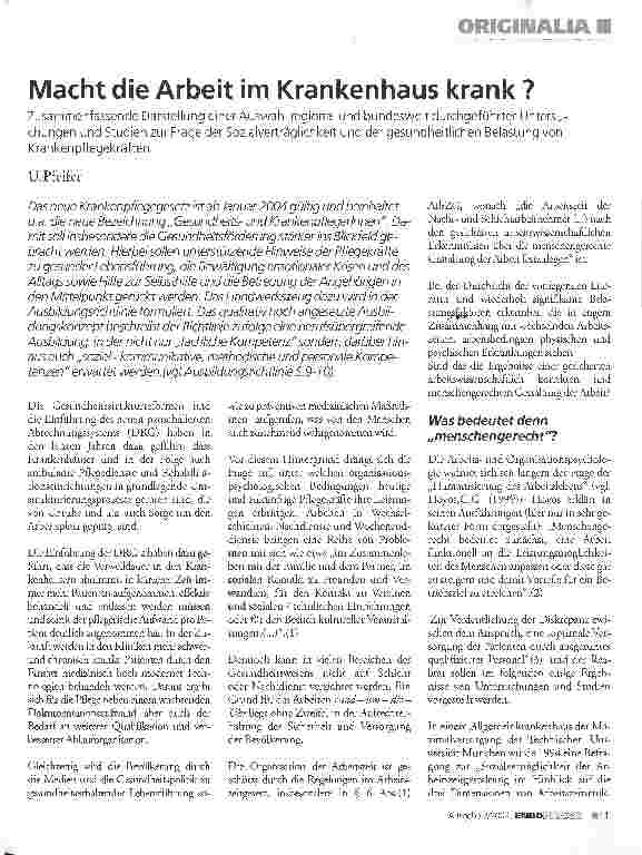 Vorschauseite 1: Macht die Arbeit im Krankenhaus krank?