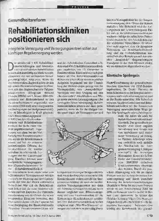Vorschauseite 1: Rehabilitationskliniken positionieren sich Gesundheitsreform