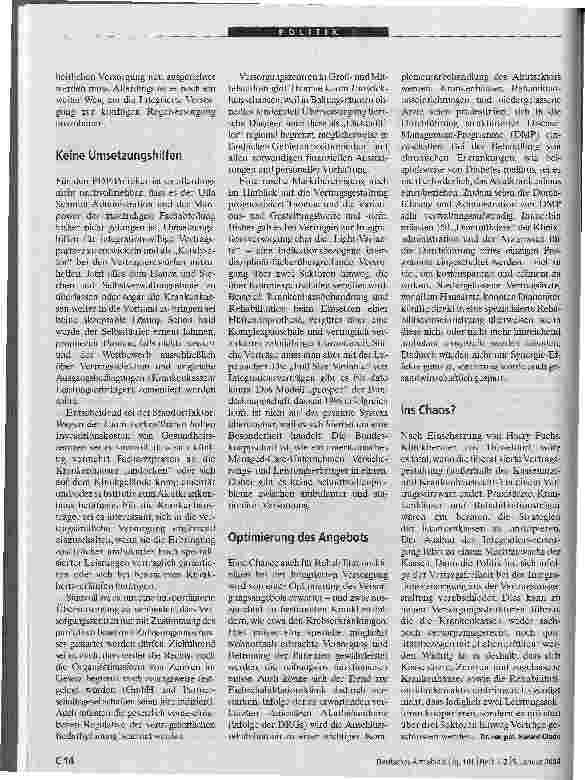 Vorschauseite 2: Rehabilitationskliniken positionieren sich Gesundheitsreform