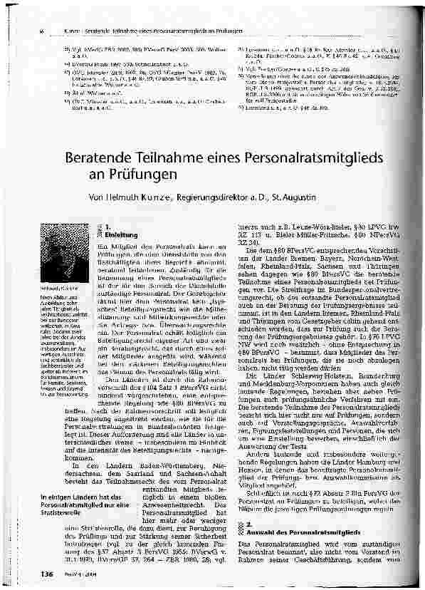 Vorschauseite 1: Beratende Teilnahme eines Personalratsmitglieds an Prüfungen