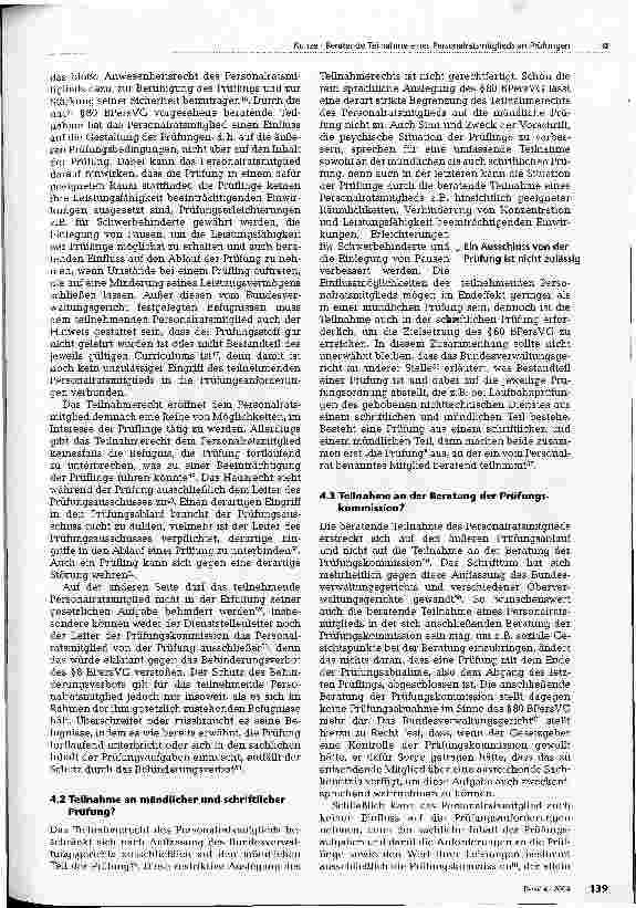Vorschauseite 4: Beratende Teilnahme eines Personalratsmitglieds an Prüfungen