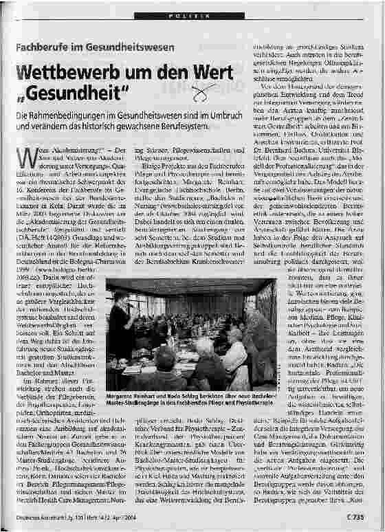 Vorschauseite 1: Wettbewerb um den Wert Gesundheit