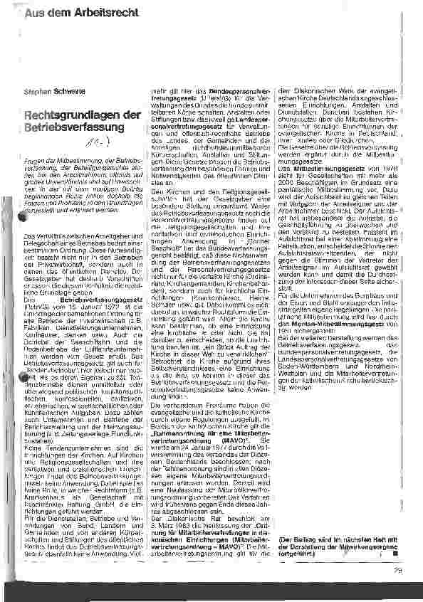 Vorschauseite 1: Rechtsgrundlagen der Betriebsverfassung