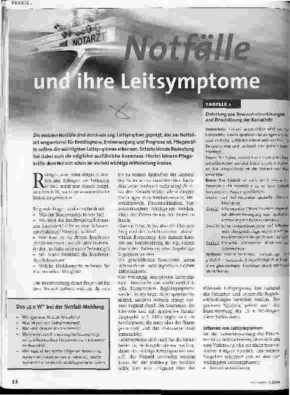 Vorschauseite 1: Notfälle und ihre Leitsymptome