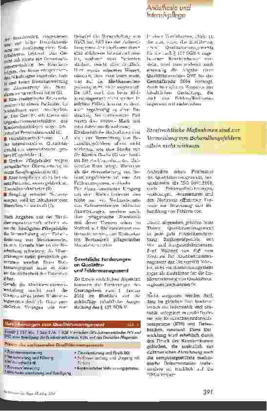 Vorschauseite 2: Fehler und Gefahren als Chance begreifen Risikomanagement und die Rechtsbedeutung für den Intensivpflegebereich, 2. Teil