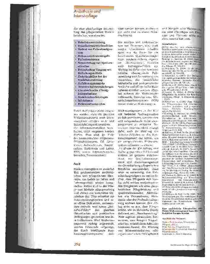 Vorschauseite 5: Fehler und Gefahren als Chance begreifen Risikomanagement und die Rechtsbedeutung für den Intensivpflegebereich, 2. Teil