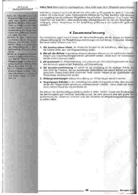 Vorschauseite 6: Reform des Krankenpflegegesetzes Herausforderungen für die Pflegebildungseinrichtungen