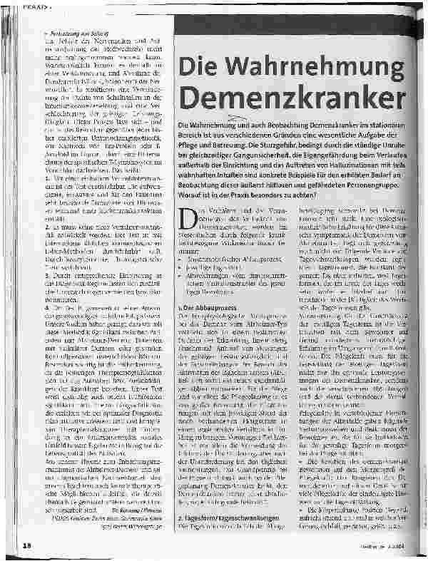 Vorschauseite 1: Die Wahrnehmung Demenzkranker