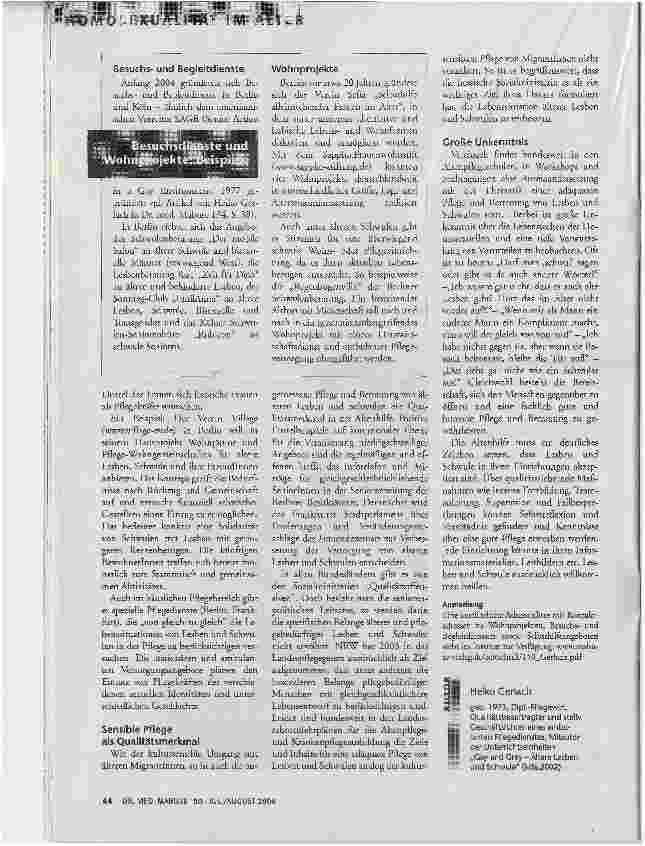 Vorschauseite 4: Anders alt werdenLesben, Schwule und die Altenhilfe