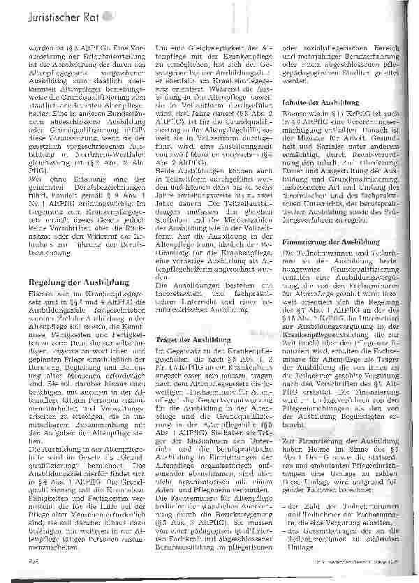 Vorschauseite 2: Die gesetzliche Neuregelung der Altenpflegeausbildung in Nordrhein-Westfalen