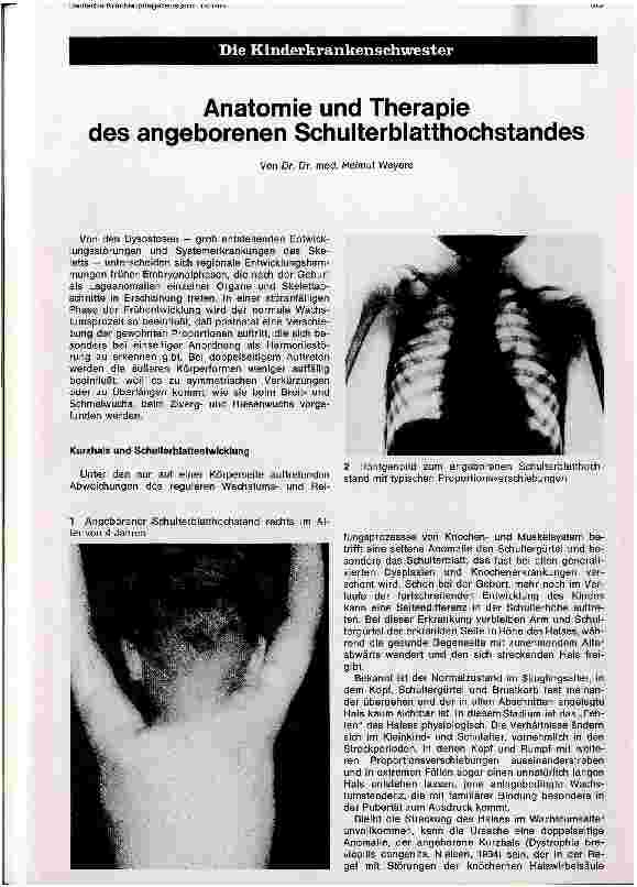 Vorschauseite 1: Anatomie und Therapie des angeborenen Schulterblatthochstandes