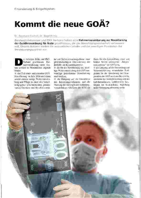 Vorschauseite 1: Kommt die neue GOÄ?