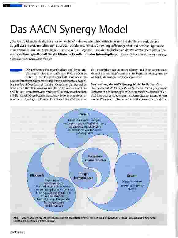 Vorschauseite 1: Das AACN Synergy Model