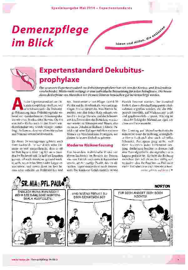 Vorschauseite 1: Expertenstandard Dekubitus-prophylaxe