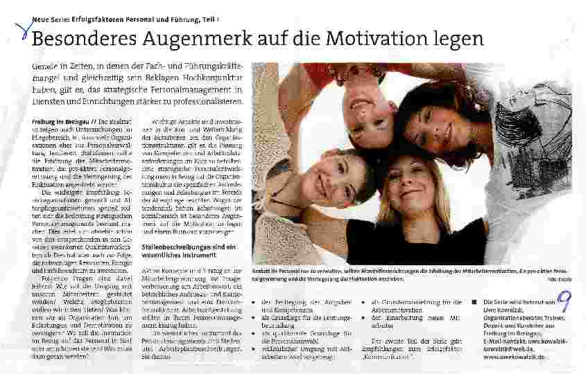 Vorschauseite 1: Erfolgsfaktoren Personal und Führung - Besonderes Augenmerk auf die Motivation legen