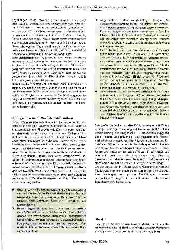 Vorschauseite 2: Die Rolle der Pflege bei einem Mehr an Patientenorientierung