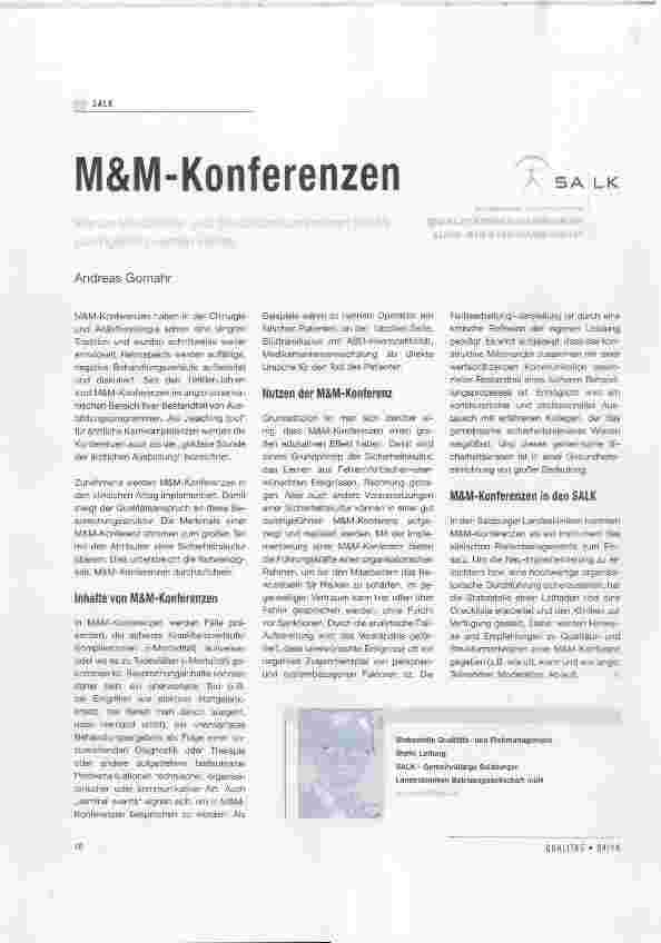 Vorschauseite 1: M&M-Konferenzen