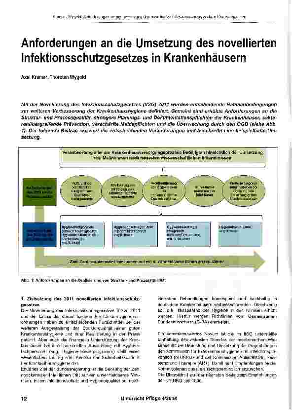 Vorschauseite 1: Anforderungen an die Umsetzung des novellierten Infektionsschutzgesetzes in Krankenhäusern